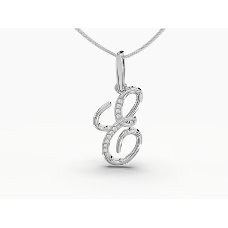 Diamond Initial "E" Alphabet Charm Pendant